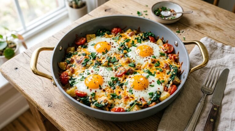 Easy Breakfast Skillet with Tomatoes and Spinach Recipe Guide
