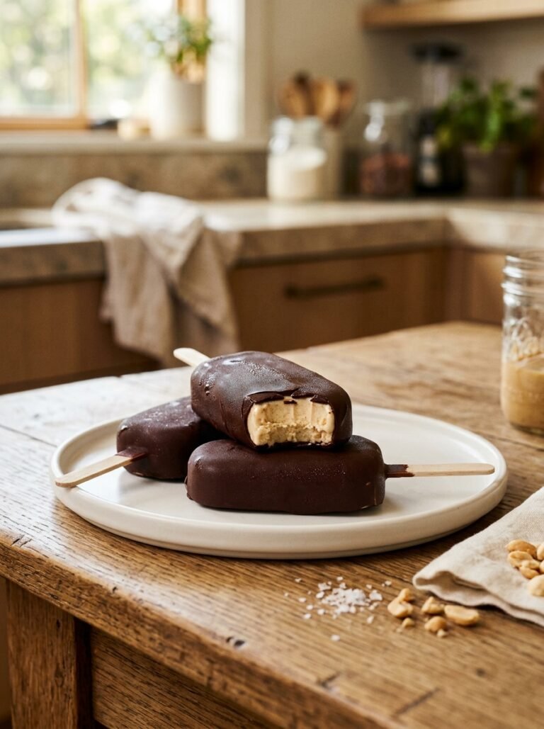 Healthy Chocolate Covered Banana Peanut Butter Ice Cream Bars Recipe