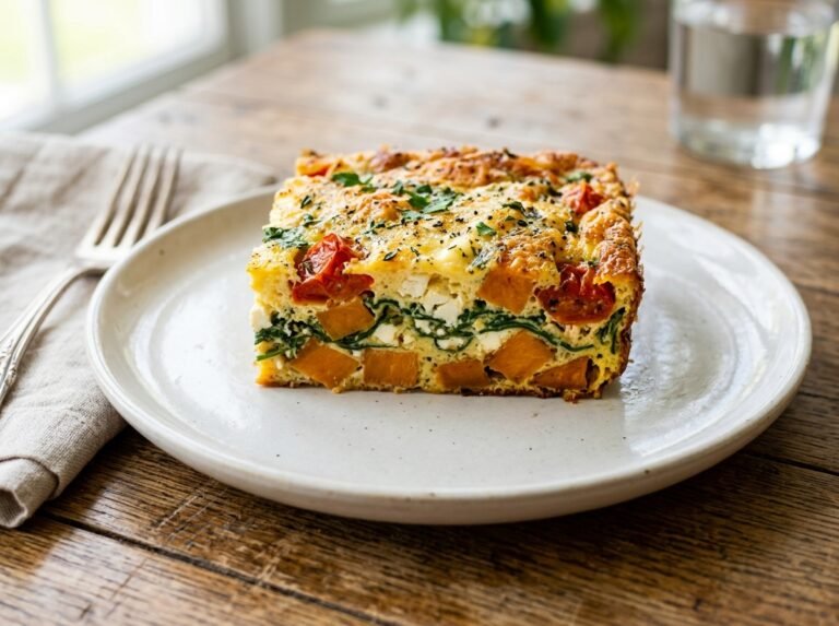 Delicious Baked Sweet Potato Spinach and Feta Egg Breakfast
