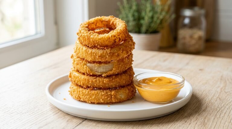 Crispy Homemade Onion Rings Recipe with Creamy Dip