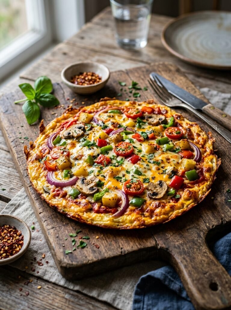 Potato Egg Omelette Pizza Recipe – Quick Pan-Made Meal