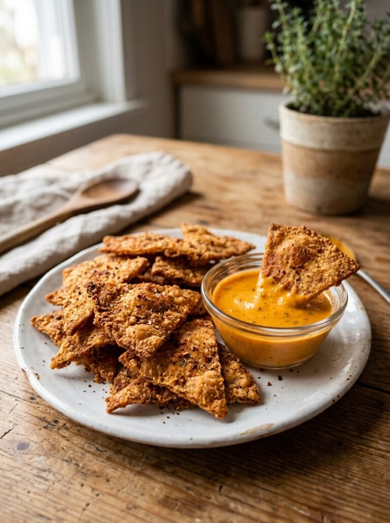 Crispy Chicken Tortilla Wedges with Spicy Dipping Sauce Recipe