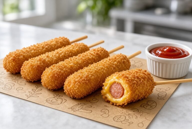Crispy Cheese-Wrapped Hot Dogs on a Stick Recipe